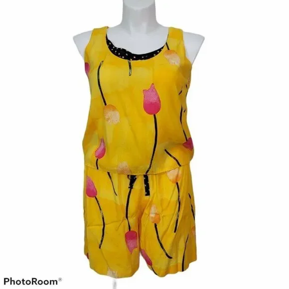 Vintage 80s 90s Joseph Ribkoff 3 Piece Set Shorts Tank‎ Top & Button Blouse